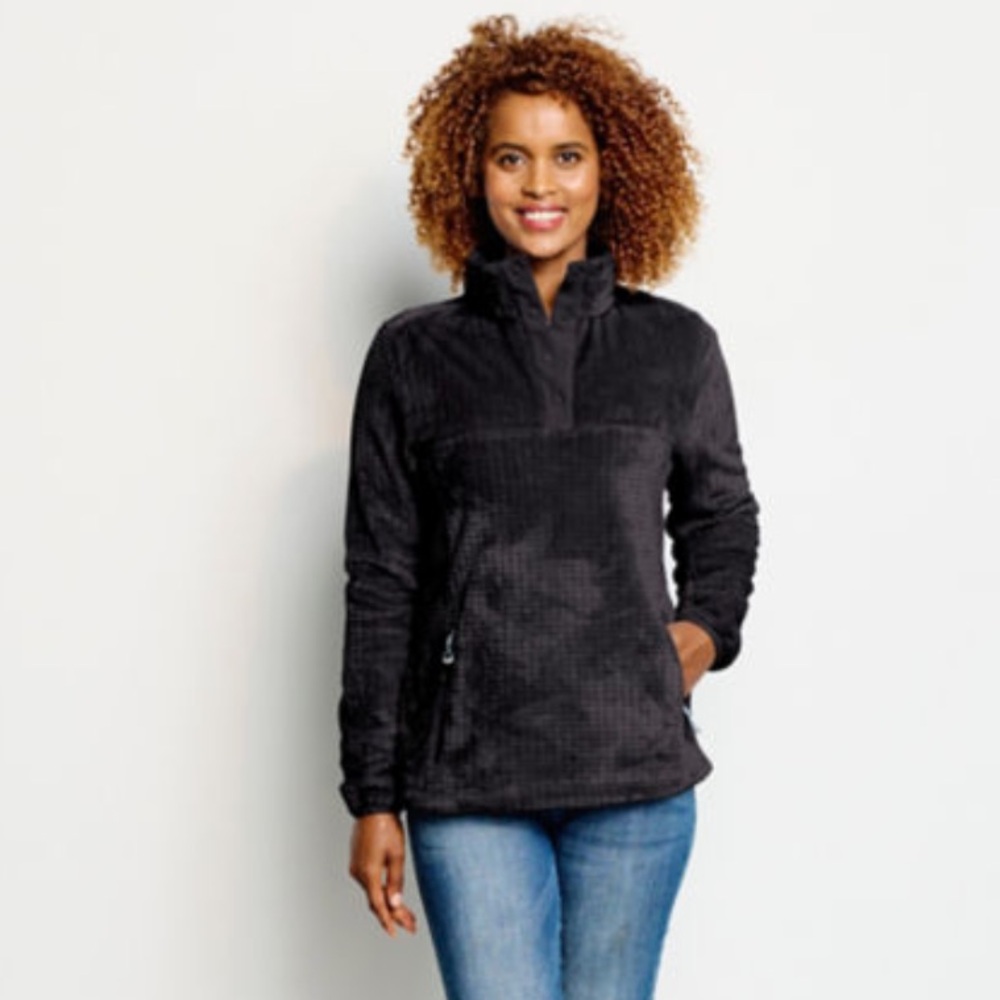 Orvis Womens Mesa Fleece Quarter Snap large in black - Picture 1 of 6